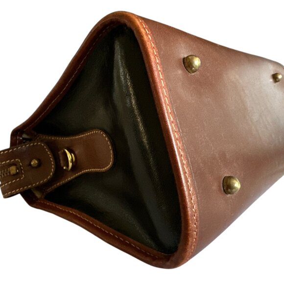 Vintage Brahmin Satchel Handbag Brown Black Smooth Leather Timeless Preppy - Picture 8 of 16